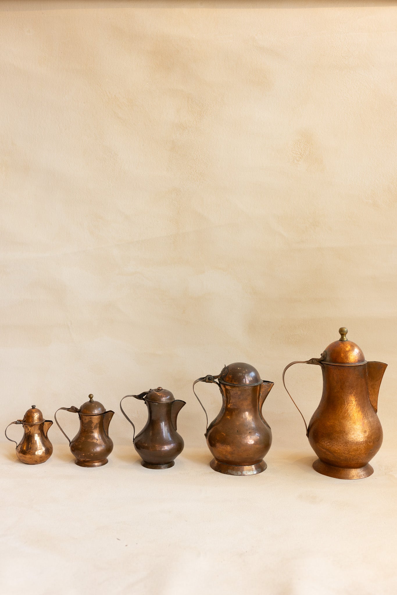 19th c. Hand-Hammered Copper Pitcher Set
