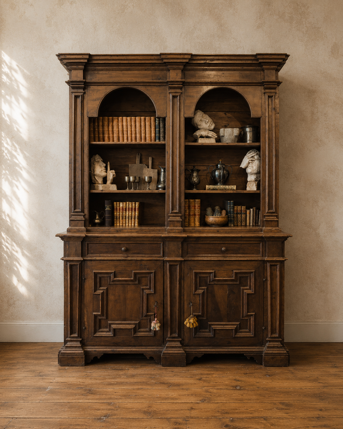 17th c. Tuscan Walnut Baroque Credenza Display