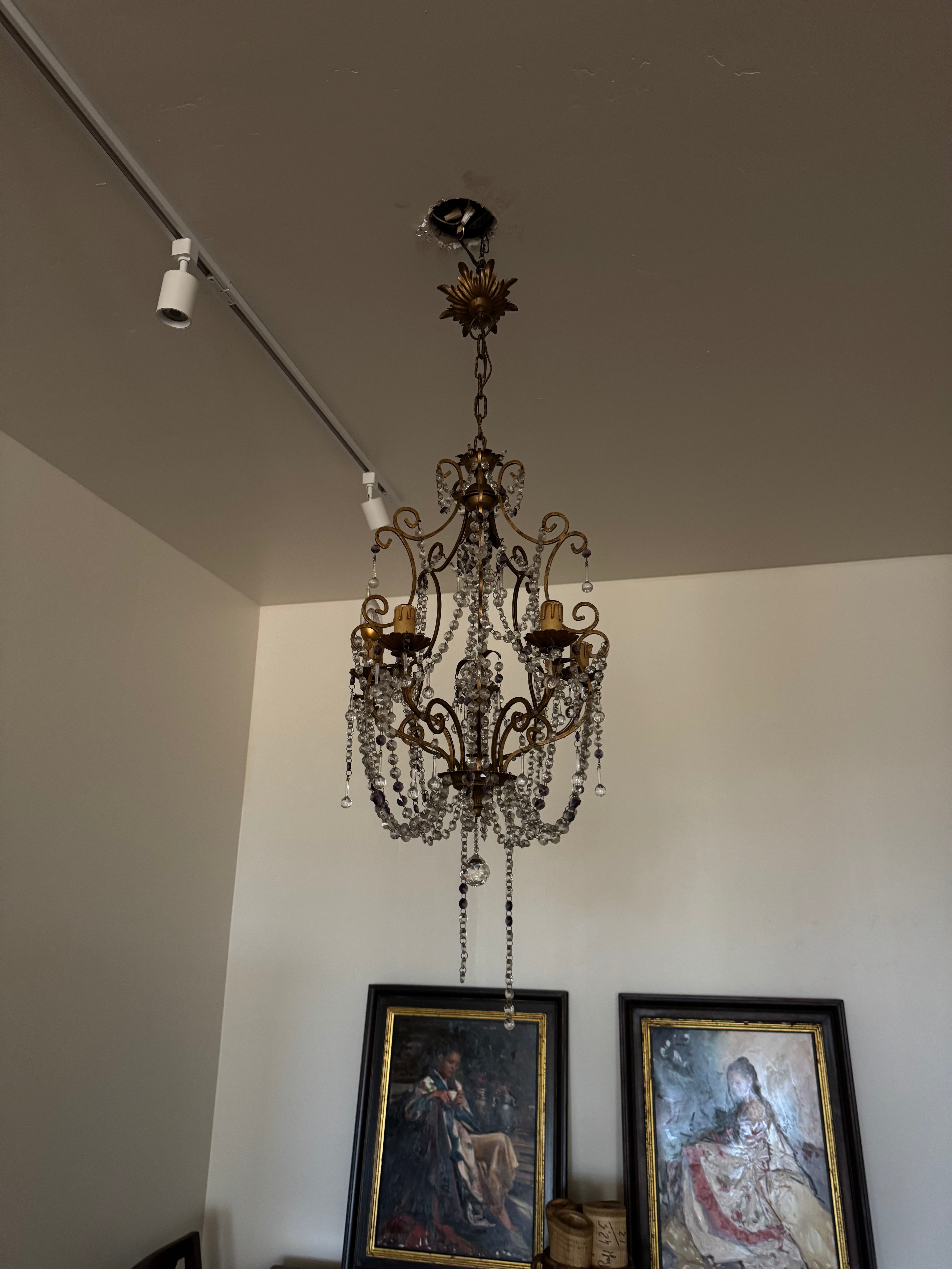 Early 20th Century Italian Amethyst Crystal Chandelier
